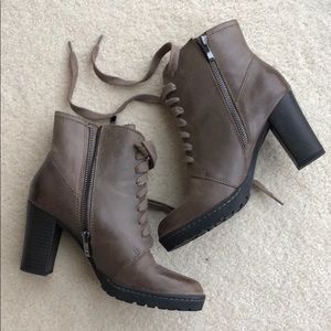 Leather lace up booties